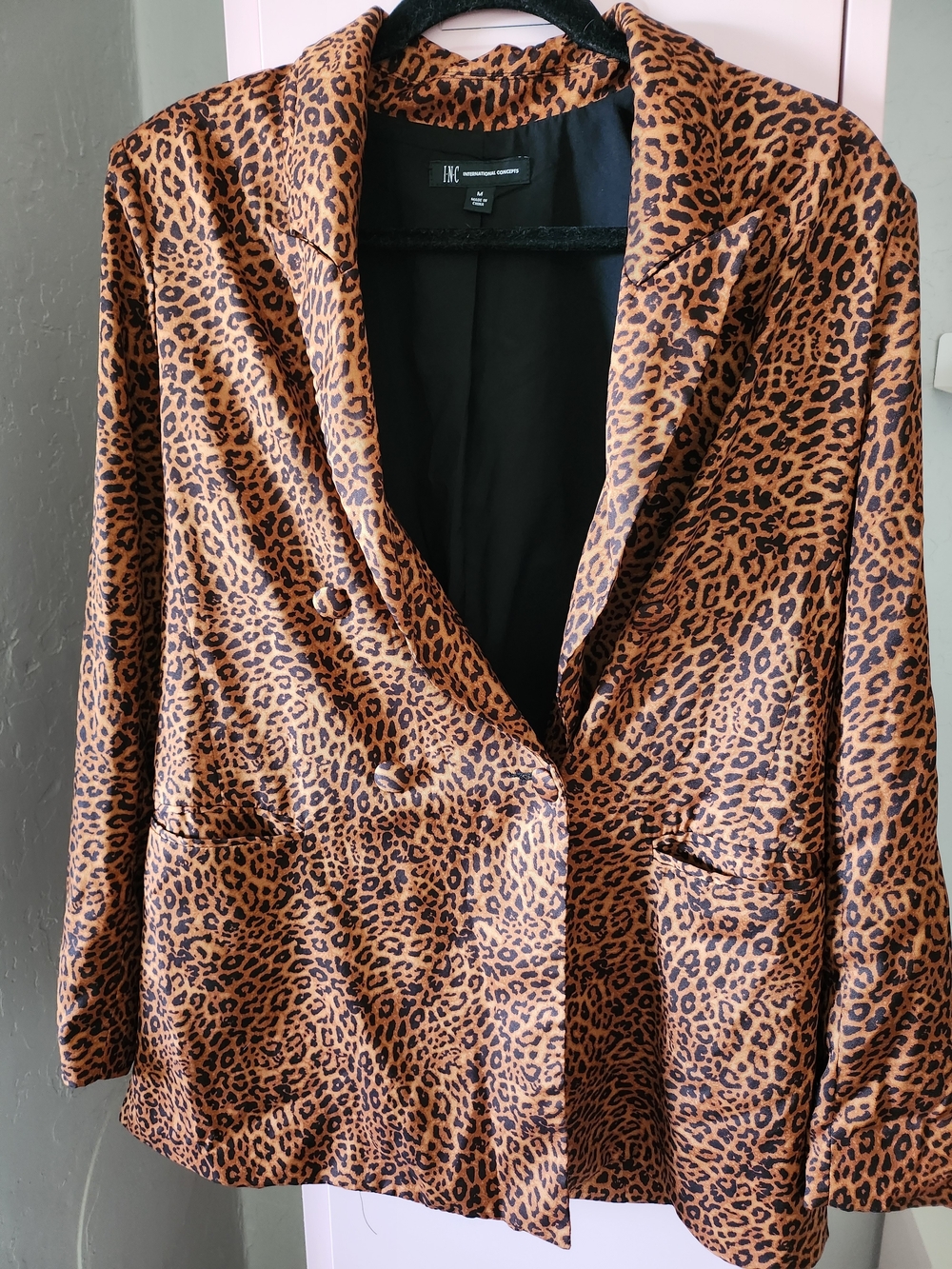 INC International Concepts Leopard-Print Blazer in Brown and Black